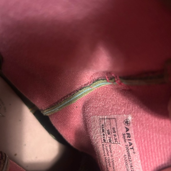Ariat Pink and Green Interior Boots - Picture 4 of 6